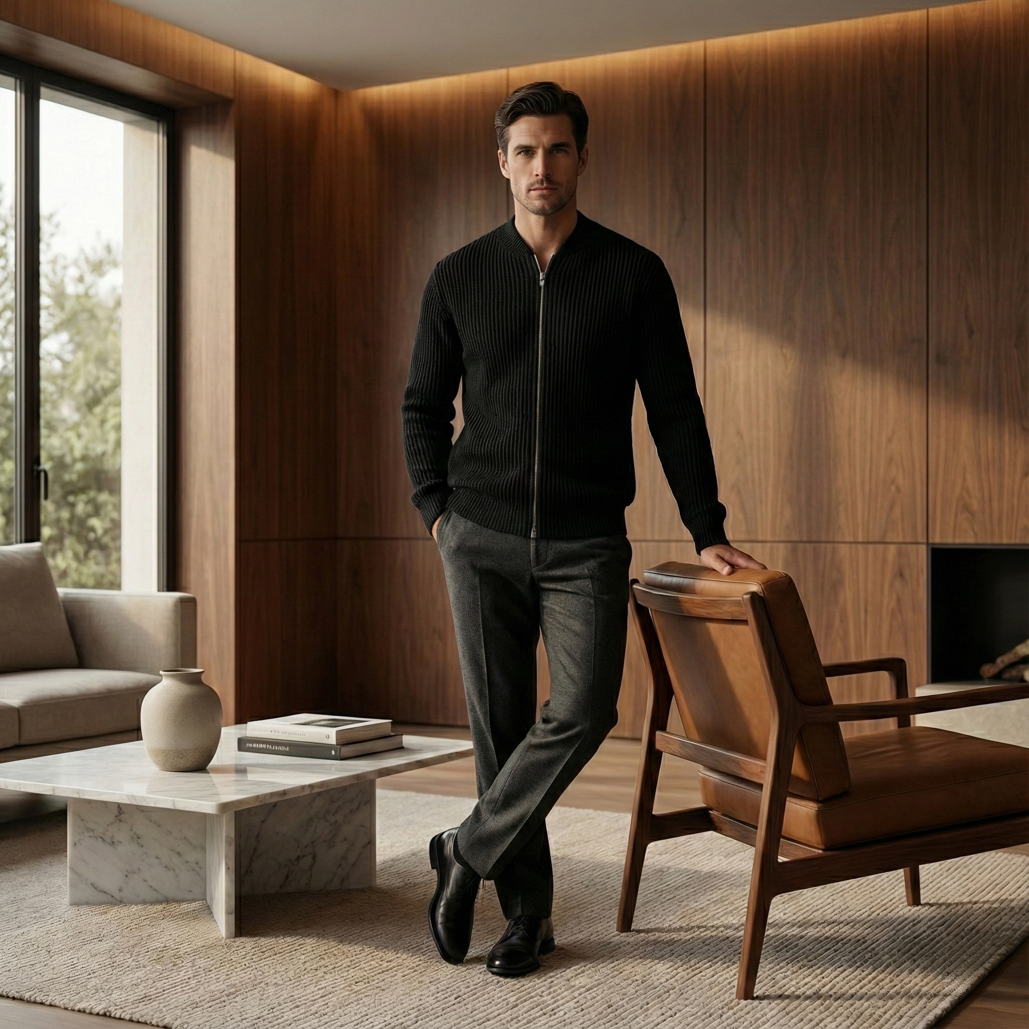 Long Sleeve Open Cardigan Sweater Casual Loose Zipper Knitted Wear for Teens And Men Autumn Fashion Urban Style Polyester Fiber